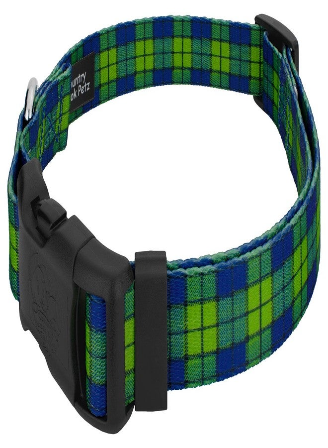 كانتري بروك ديزاين طوق ومقود فاخر للكلاب من Country Brook Petz - بنقشة مربعات زرقاء وخضراء - مجموعة مربعات وأرجايل بتصاميم ساحرة (1 بوصة، كبير) - Image 3